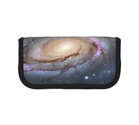 YBAZYBXY Trousse élégante en toile avec imprimé univers étoilé et espace pour stylo plume, trousse de maquillage, pour voyage quotidien, Noir , Taille unique, Trousse de beauté