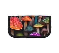 YBAZYBXY Trousse élégante en toile imprimée champignon pour stylo plume sac de maquillage pour voyage quotidien, Noir , Taille unique, Trousse de beauté