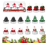 YBCCBY 18PCS Bougies Chauffe-Plat de Noël, Bougies de Noël, Bougies Délicates Faites à la Main, Bougies de Bonhomme de Neige, Bougie Sapin de Noël, Bougies de Décoration de Table de Noël (6 style)