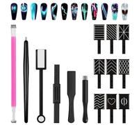 YBCCBY Aimant Bâton Ongles, 15 Pièces Aimant Ongles Nail Art 3D Magnétique Nail Art Manucure Outil de Manucure Gel UV Effet Double Tête Magnétique pour Vernis à Ongle œil Chat