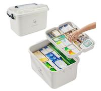 YBCCBY Boîte à Médicaments Boîte à Pharmacie à 2 Couches Armoire à Pharmacie Portable avec Poignée Boîte de Rangement à Médicaments en Plastique Organisateur de Premiers Soins pour Famille(29*21*18CM)