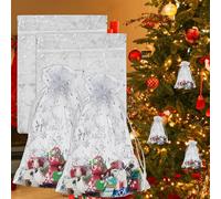 YBCCBY Lot de 100 Sachets en Organza Blanc 17 x 23CM Pochette Cadeau avec Motif Flocon de Neige pour Noël, Bijoux, Bonbons, Mariage