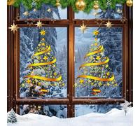 YBCCBY Lot de 2 Autocollants Fenêtre Grand Sapin de Noël, Stickers Électrostatiques Double Face Réutilisables, Décoration DIY pour Fenêtres