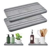 YBCCBY Lot de 2 pierres absorbantes pour évier, plateau en pierre, terre de diatomée, dessous de verre, porte-savon, tapis à séchage rapide