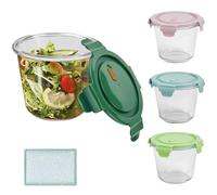 YBCCBY Lot de 4 Boites de Conservation en Verre 750ML avec Couvercle, Récipients de Préparation de Repas, Meal Prep Sans BPA, Passe au Micro-ondes et Congélateur