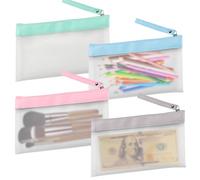 YBCCBY Lot de 4 Trousse Transparente Scolaire, Trousse Zipper Organisateur Trousses Transparentes avec Fermeture Eclair Étui à Crayons Clair Trousse de Toilette Transparente pour Papeterie Cosmétique