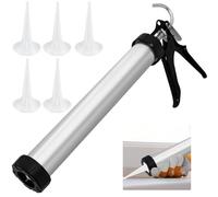 YBCCBY Pistolet à Cartouche, 600ML Pistolet à Calfeutrer en Silicone pour Tube d'aluminium Pistolet à Main Pistolet à Calfeutrer en Silicone avec 5 Buses pour Colle Silicone, Acrylique,Mortier