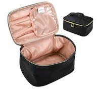 YBCCBY Trousse de Toilette Homme et Femme, Sac à Maquillage Portable Grande Capacité, Trousse de Voyage, Sac de Makeup en Cuir PU pour Voyage de Nuit, Noir