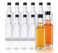 YBCPACK Lot de 12 petites bouteilles en verre vides à remplir - 50 ml - Mini bouteilles d'alcool avec bouchon à vis - Entonnoir - Parfait pour le lait de poule, la tequila, les schnaps