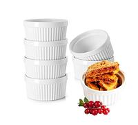 YBCPACK Lot de 6 ramequins de 150 ml - Plat à soufflé en porcelaine pour petits gâteaux, crème brûlée, pudding et crème glacée, également excellent comme plat de service pour les sauces et les plats