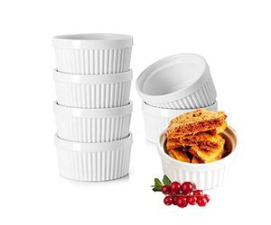 YBCPACK Lot de 6 ramequins de 150 ml - Plat à soufflé en porcelaine pour petits gâteaux, crème brûlée, pudding et crème glacée, également excellent comme plat de service pour les sauces et les plats