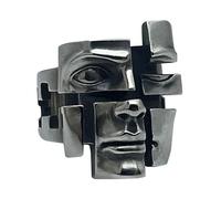 YBDADOEH Bague en Argent avec Masque à Deux Visages, Bague Ouverte réglable et divisée en 3D, Bague Unique Faite à la Main avec Masque à Plusieurs personnalités et Ouverture réglable,