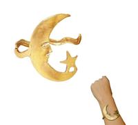 YBDADOEH Bracelet Ouvert à Motif d'étoiles et de lunes, Manchette Lune et étoile - Quand la Magie céleste Rencontre l'artisanat terrestre, C'est l'accessoire Parfait for Une Amie(Gold)