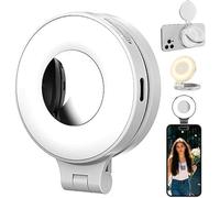YBDADOEH CRI 95+ Lampe à Selfie magnétique 3 en 1 avec Miroir, Lampe à Selfie magnétique, éclairage annulaire de Remplissage de téléphone LED Pliable, 3 Modes d'éclairage(White)