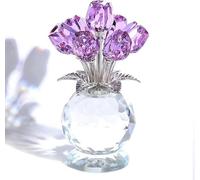 YBDADOEH Figurine Florale en Forme de Bouquet de Roses Roses en Cristal, avec Vase Rond, Symbole Intemporel d'élégance et d'amour, Un for Vos Proches et Votre Famille.(Purple)