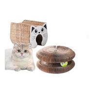 YBDADOEH Griffoir en Spirale for Chats,avec balles à clochettes et Circuit,Jouet à griffer Pliable,avec Balle d'aventure for Un Exercice Mental et Physique interactif for Chats d'intérieur(C)