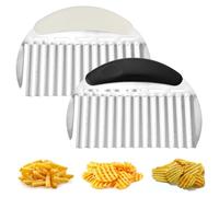 YBEATY Lot de 2 grands coupe-frites ondulées en acier inoxydable avec poignée pour carottes, légumes, fruits, oignons, concombres
