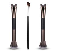 YBEATY Lot de 3 pinceaux de contour du nez 2 en 1 en forme de U - Pinceaux coudés en forme de faucille pour sourcils, os - Pinceaux de maquillage pour sculpter et définir les ombres