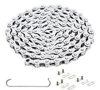 YBEKI Chaîne Vélo 1 Vitesse 1/2"x1/8" 114L - Revêtement Argent Militaire (11,000 PSI) | Compatible Shimano/SRAM | Installation 90s Sans Outil + 3 Maillons Rapides | Certifié EN14781 & RoHS EU