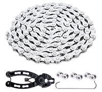 YBEKI Chaîne Vélo 6/7/8 Vitesses Anti-Rouille | Certifiée EN 14872 avec 3 Maillons Rapides & Outil Pro | Compatible Shimano/SRAM (1/2"x3/32" 116L)