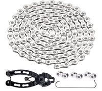 YBEKI Chaîne Vélo 9/10/11/12 Vitesses Haute Performance | Anti-Rouille EN 14872 avec 3 Maillons Rapides & Outil Pro | Compatible Shimano/SRAM (1/2"x11/128" 116L)