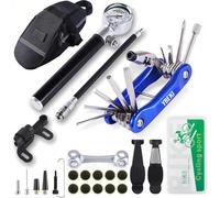 YBEKI Kit de Réparation de Pneus de Vélo avec Mini Pompe 210PSI et Multitool 10-en-1 | Inclut Démontage de Chaîne, Décroche-pneus et Sacoche de Transport | pour Vélos de Route, VTT et BMX
