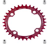 YBEKI Plateau de Pédalier Ovale/Rond Pro 104BCD (32-52T) | Alliage 7075-T6 CNC | Etroit - Profil Etroit-Large Anti-Chute | Compatible Shimano/SRAM 8-11 Vitesses | VTT Route BMX | Noir/Red