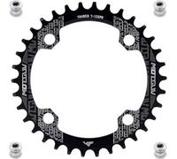 YBEKI Plateau de Pédalier Ovale/Rond Pro 104BCD (32-52T) | Alliage 7075-T6 CNC | Etroit - Profil Etroit-Large Anti-Chute | Compatible Shimano/SRAM 8-11 Vitesses | VTT Route BMX | Noir/Red