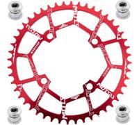 YBEKI Plateau de Pédalier Ovale/Rond Pro 104BCD (32-52T) | Alliage 7075-T6 CNC | Etroit - Profil Etroit-Large Anti-Chute | Compatible Shimano/SRAM 8-11 Vitesses | VTT Route BMX | Noir/Red