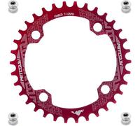 YBEKI Plateau de Pédalier Ovale/Rond Pro 104BCD (32-52T) | Alliage 7075-T6 CNC | Etroit - Profil Etroit-Large Anti-Chute | Compatible Shimano/SRAM 8-11 Vitesses | VTT Route BMX | Noir/Red
