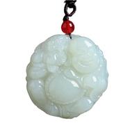 YBGCRD Bouddha Afghanite Jade tenant Xi Wang Hommes Femmes Style Pendentifs Blanc Agneau Grand Bouddha Maitreya Colliers