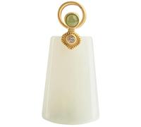 YBGCRD Collier amulette avec pendentif carré en jade blanc naturel Hetian simple et plat