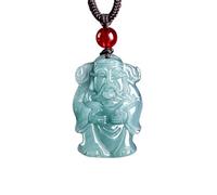 YBGCRD Collier amulette avec pendentif en jadéite de glace naturelle sculpté à la main Dieu chinois de la richesse