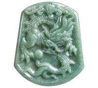 YBGCRD Collier amulette avec pendentif en jadéite naturelle - Dragon - Phoenix - Pierre porte-bonheur - En jade - Cadeau tendance