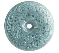 YBGCRD Collier amulette porte-bonheur en jadéite naturelle sculptée avec des veines de fleurs anciennes en jade vert glacé