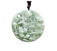 YBGCRD Collier avec pendentif Bouddha en jade véritable vert naturel sculpté Bijoux de créateur de mode Talismans pierres précieuses accessoires amulette