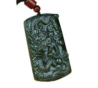 YBGCRD Collier avec pendentif dragon en jade turquoise de qualité supérieure - Fait main - Grain fin - Origine Xinjiang - Cadeau pour mariage, voyage, commémoration