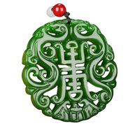 YBGCRD Collier avec pendentif dragon en jade vert naturel - Bijoux en jadéite - Amulette sculptée double face - Cadeau pour elle et homme
