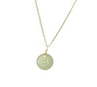 YBGCRD Collier avec pendentif en forme de donut en jade véritable - Talismans - Pour homme - Pierres précieuses naturelles - Amulette ras du cou - Vintage