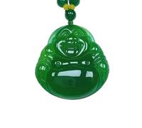 YBGCRD Collier avec pendentif en jade authentique style femme grand Bouddha penché type glace Bouddha rieur roi calcédoine verte