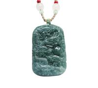YBGCRD Collier avec pendentif en jadéite naturelle du Seigneur protecteur du dragon de Kowloon bleu d'eau sculpté à la main pour homme et femme