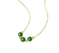 YBGCRD Collier avec pendentif en perles de jade et breloque porte-bonheur Trois vies trois mondes pour femme TikTok Live Bestseller Fresh Sweet Style