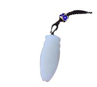 YBGCRD Collier avec pendentif exquis « Cigale dorée » de qualité supérieure du Xinjiang Mountain Stream Jade blanc fait à la main style simple