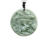YBGCRD Collier avec pendentif Phoenix en jade naturelle verte naturelle - Cadeau de luxe - Talismans - Pierres précieuses chinoises - Designer vintage