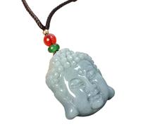YBGCRD Collier avec pendentif tête de Bouddha en jade de Birmanie - Pendentif en jadéite - Image de Bouddha dorée - Pendentif relique pour les styles religieux et totem
