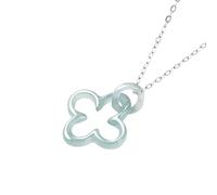 YBGCRD Collier avec pendentif trèfle à quatre feuilles en jadéite bleue - Bijou de luxe en jade naturel sculpté pour homme