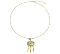 YBGCRD Collier en jade naturel vert Ruyi Lock de style chinois de luxe antique avec pendentif en forme de cerf Cheongsam