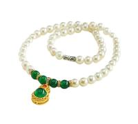 YBGCRD Collier en jade pour homme, agate verte naturelle avec pendentif en forme de gourde, collier de perles TikTok Live style chinois, ligne élastique, offrez-lui un cadeau