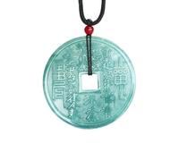 YBGCRD Collier en jade pour homme, bleu naturel, fantôme des huit trigrammes, temple Xinyu, forme géométrique, offrez-lui un cadeau