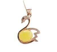 YBGCRD Collier en jade pour homme, collier avec pendentif abeille naturelle jaune miel lotus cygne bijoux pour femme, offrez-lui un cadeau